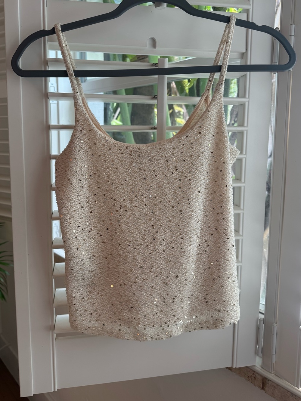 Mango Ivory Sequin Tank Top Size Small